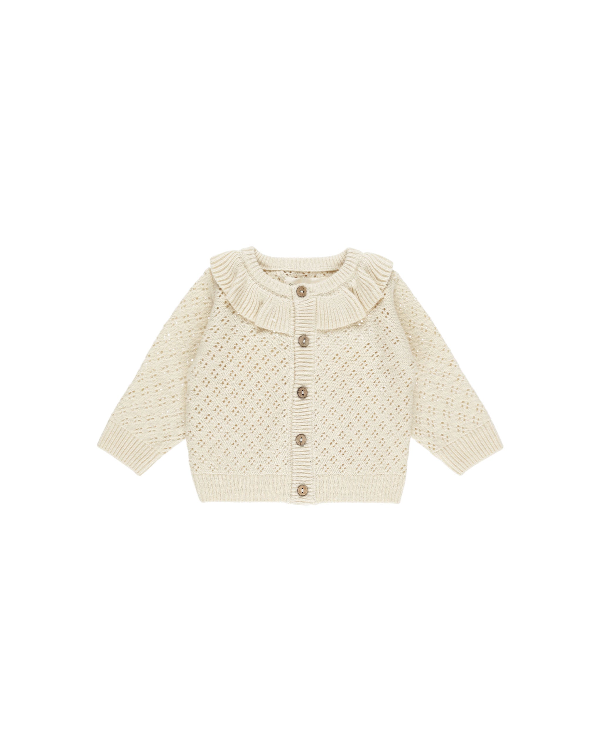 Quincy Mae Ruffle Collar Cardigan - Natural