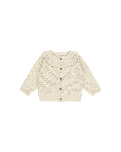 Quincy Mae Ruffle Collar Cardigan - Natural