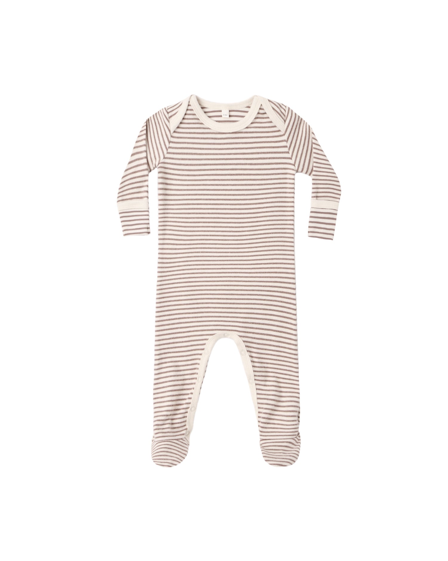 Quincy Mae Baby Footie - Cocoa Microstripe