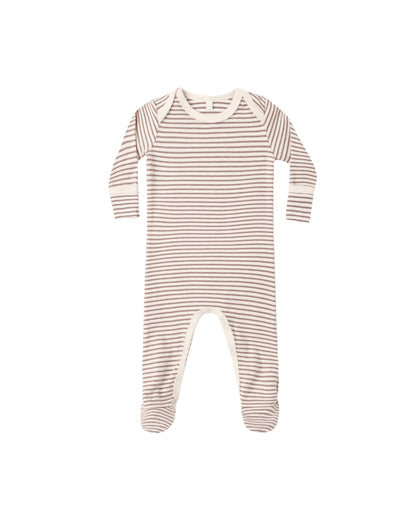 Quincy Mae Baby Footie - Cocoa Microstripe