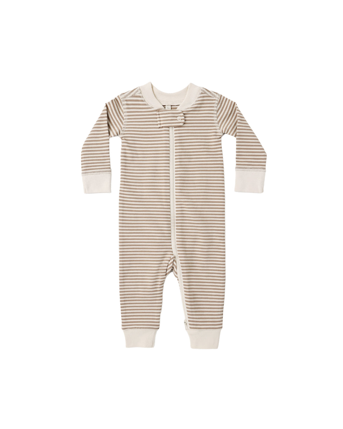 Quincy Mae Zip Long Sleeve Sleeper - Almond Stripe