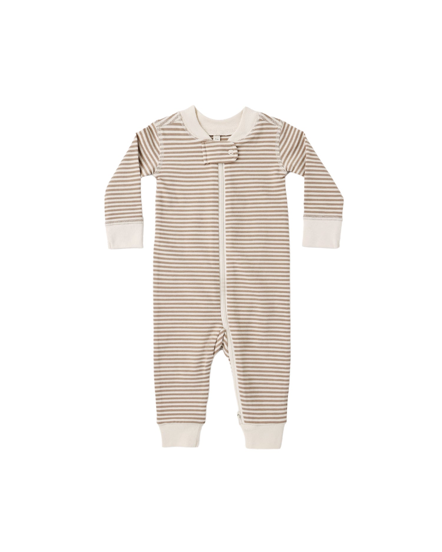 Quincy Mae Zip Long Sleeve Sleeper - Almond Stripe