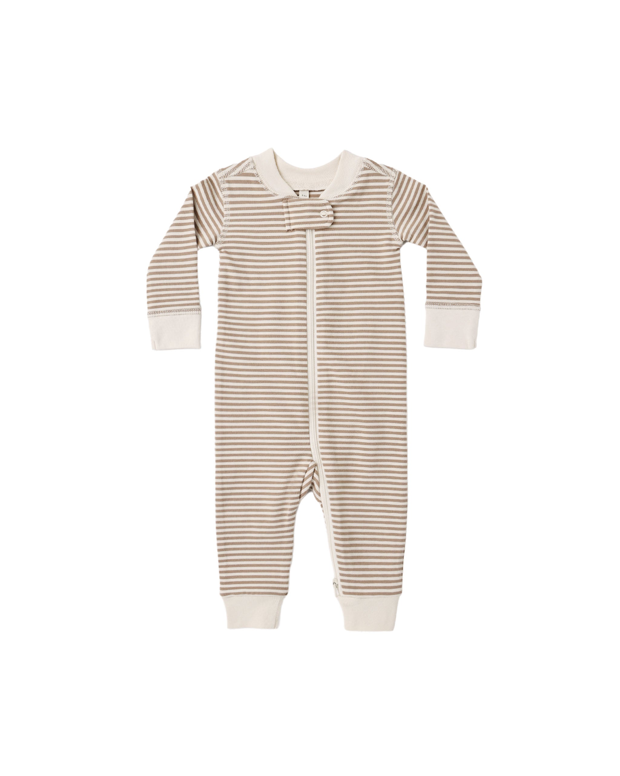 Quincy Mae Zip Long Sleeve Sleeper - Almond Stripe