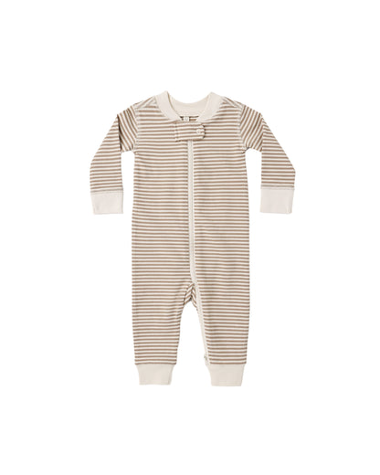 Quincy Mae Zip Long Sleeve Sleeper - Almond Stripe