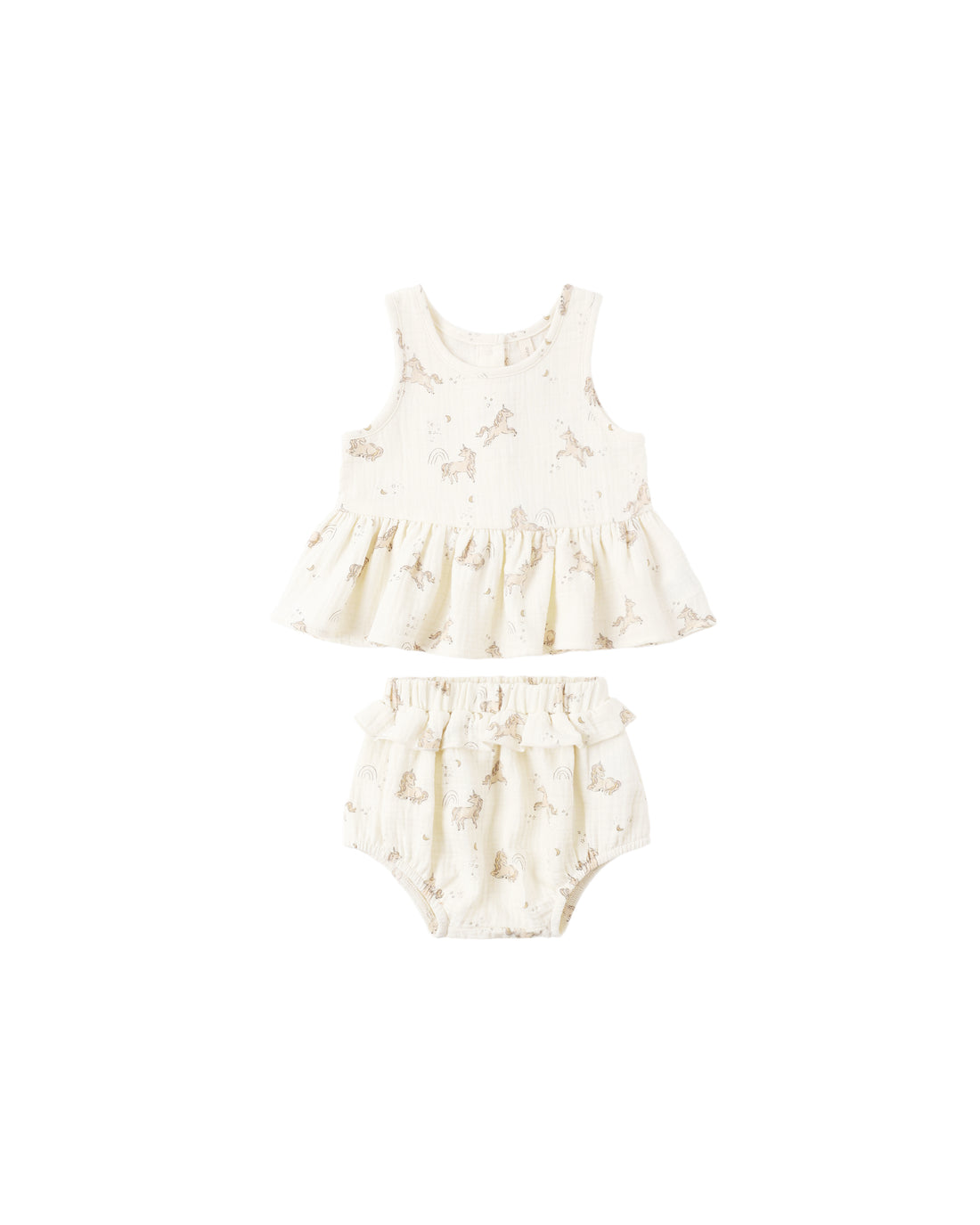 Quincy Mae Sleeveless Peplum Set - Unicorns