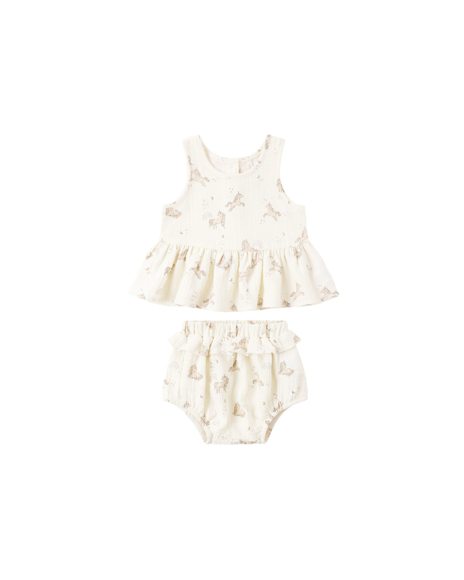 Quincy Mae Sleeveless Peplum Set - Unicorns