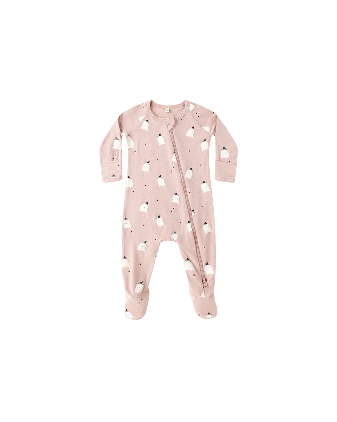 Quincy Mae Bamboo Zip Footie - Pink Ghosts
