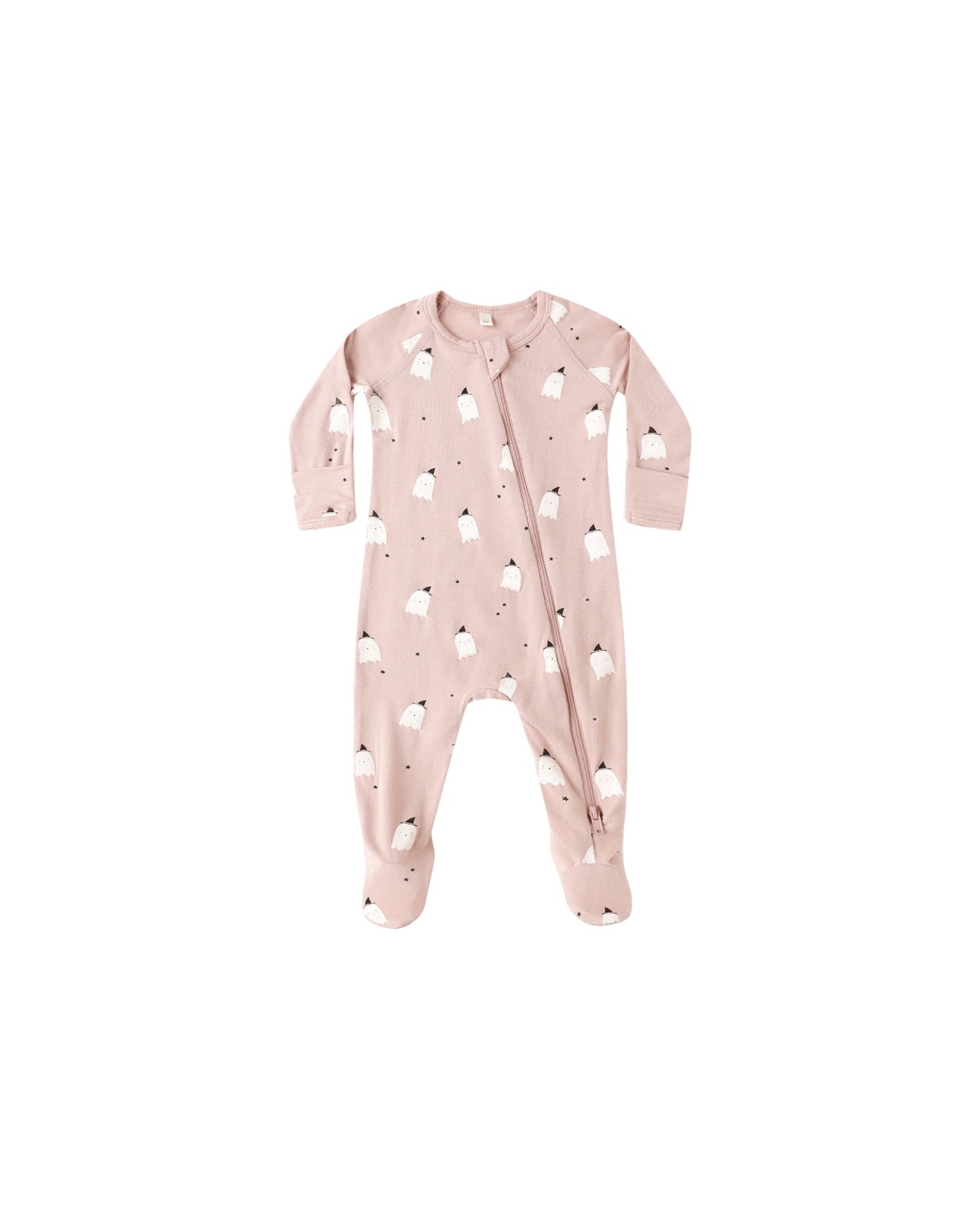 Quincy Mae Bamboo Zip Footie - Pink Ghosts