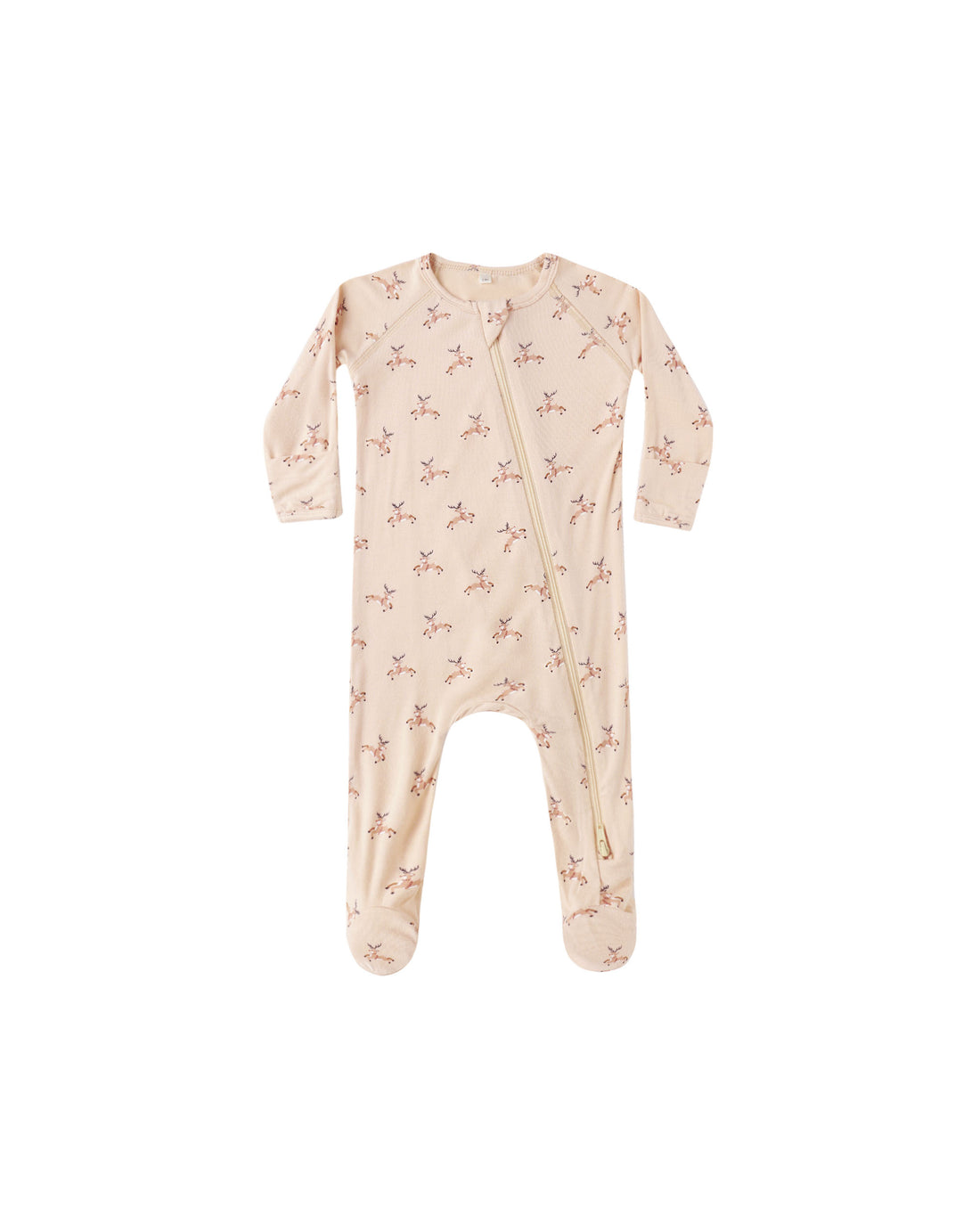 Quincy Mae Bamboo Zip Footie - Reindeer