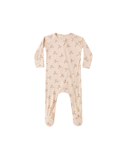 Quincy Mae Bamboo Zip Footie - Reindeer