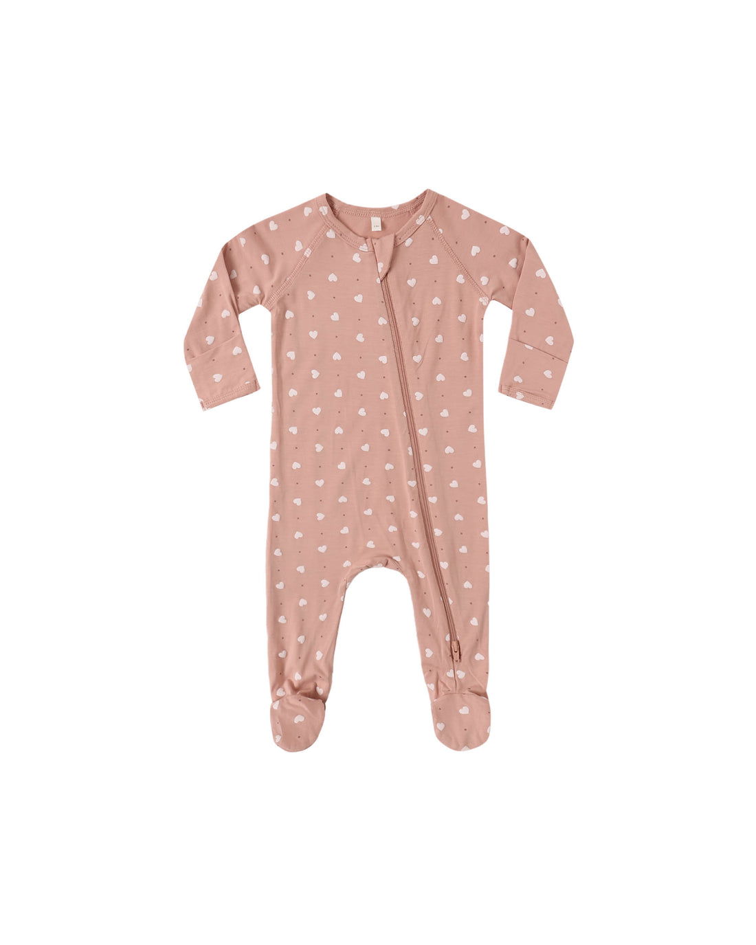 Quincy Mae Bamboo Footie - Pink Hearts