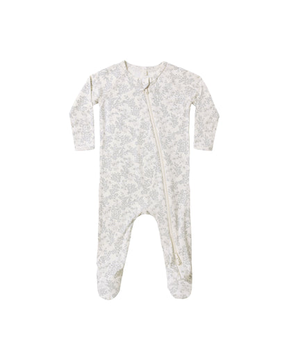 Quincy Mae Bamboo Zip Footie - Cloud Floral