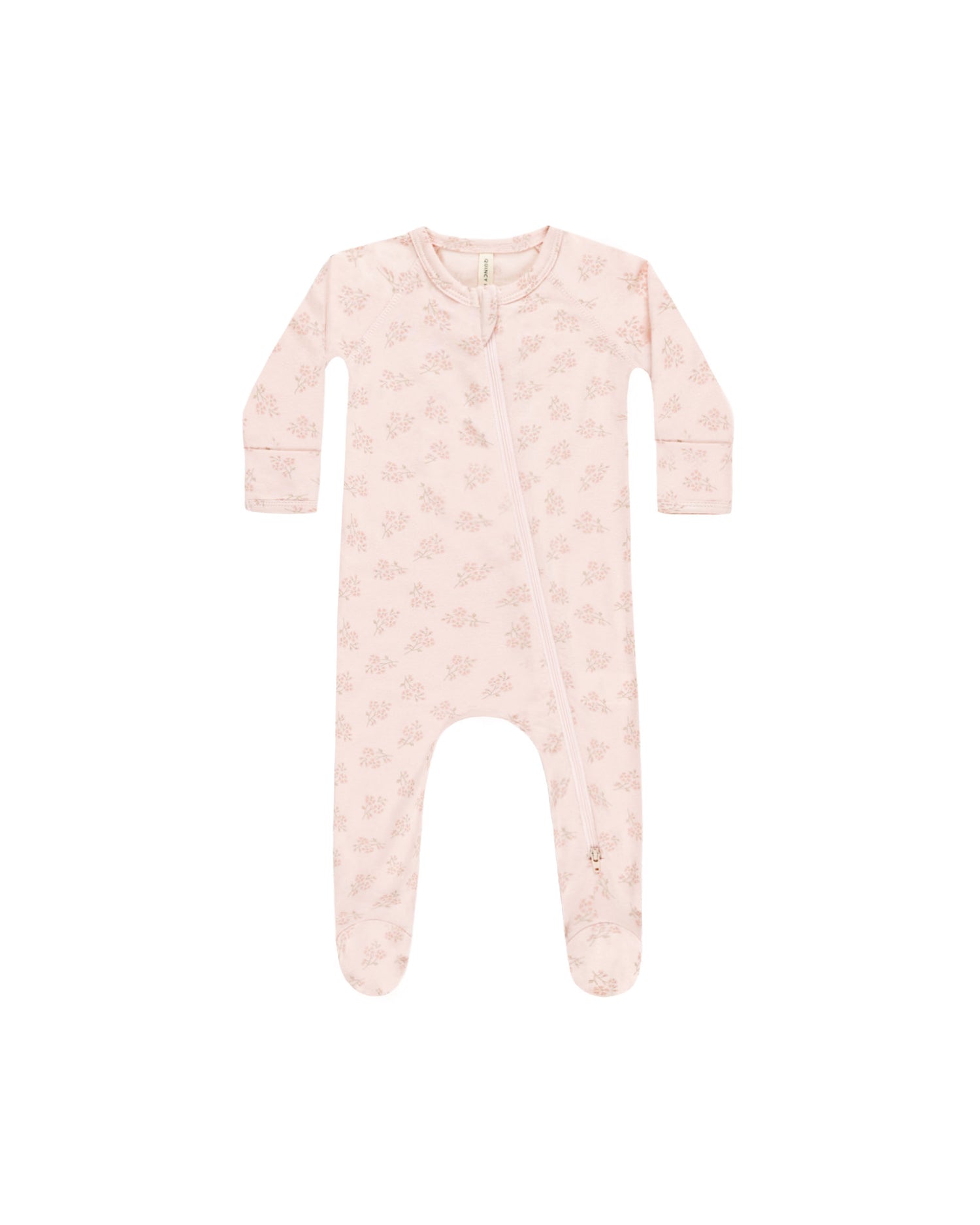 Quincy Mae Modal Zip Footie - Pink Blossom