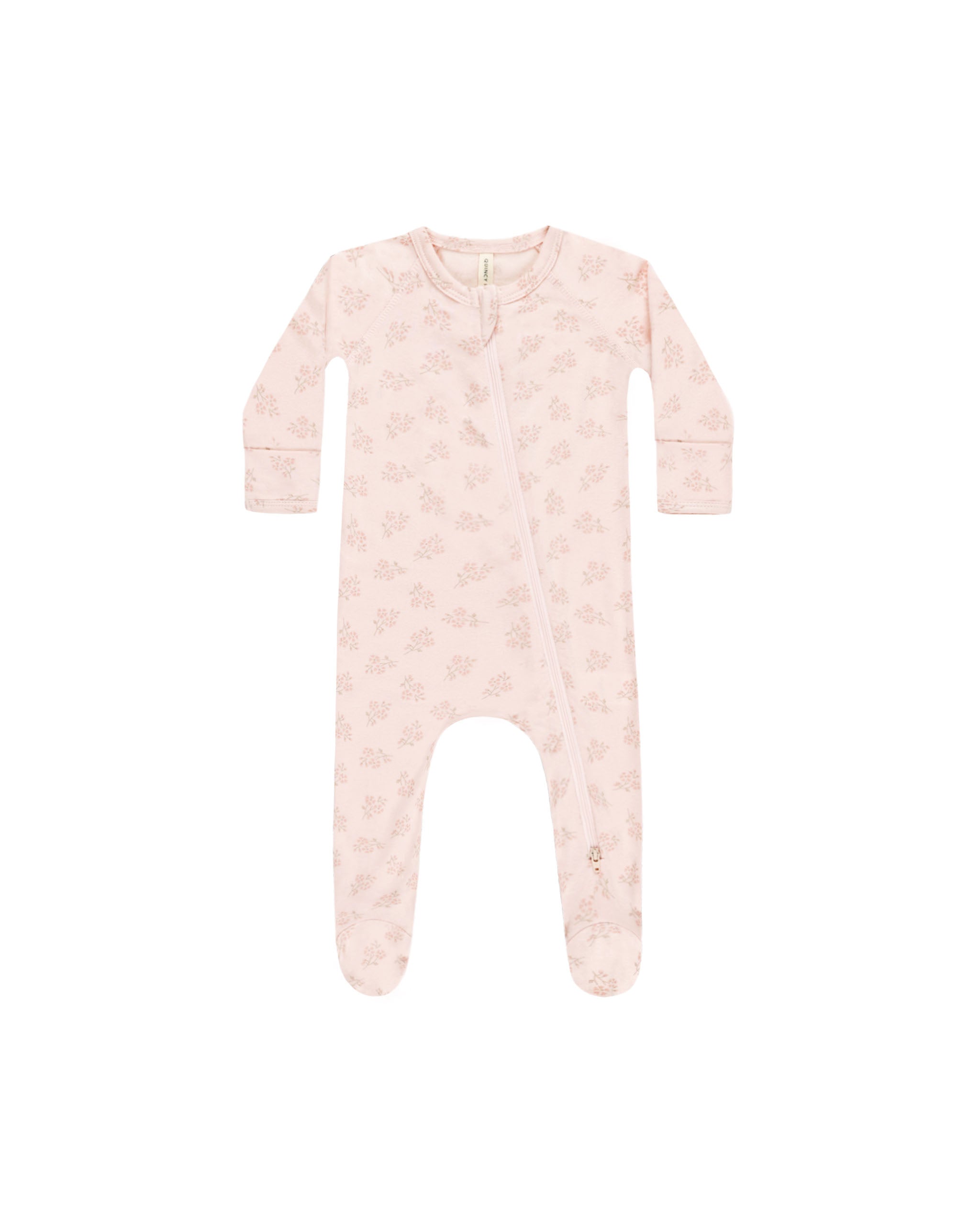 Quincy Mae Modal Zip Footie - Pink Blossom