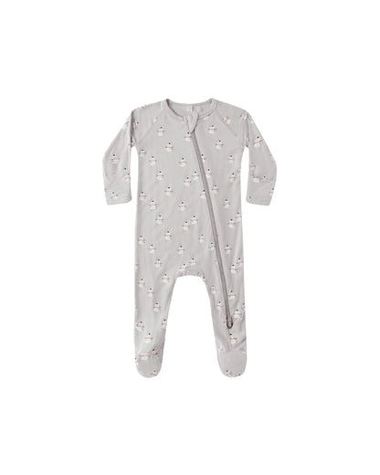 Quincy Mae Bamboo Zip Footie - Snowmen