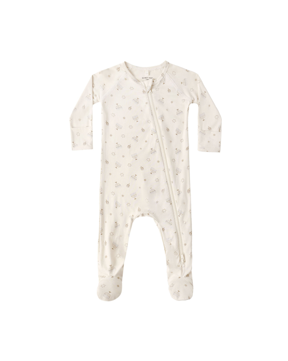 Quincy Mae Bamboo Zip Footie - Hanukkah