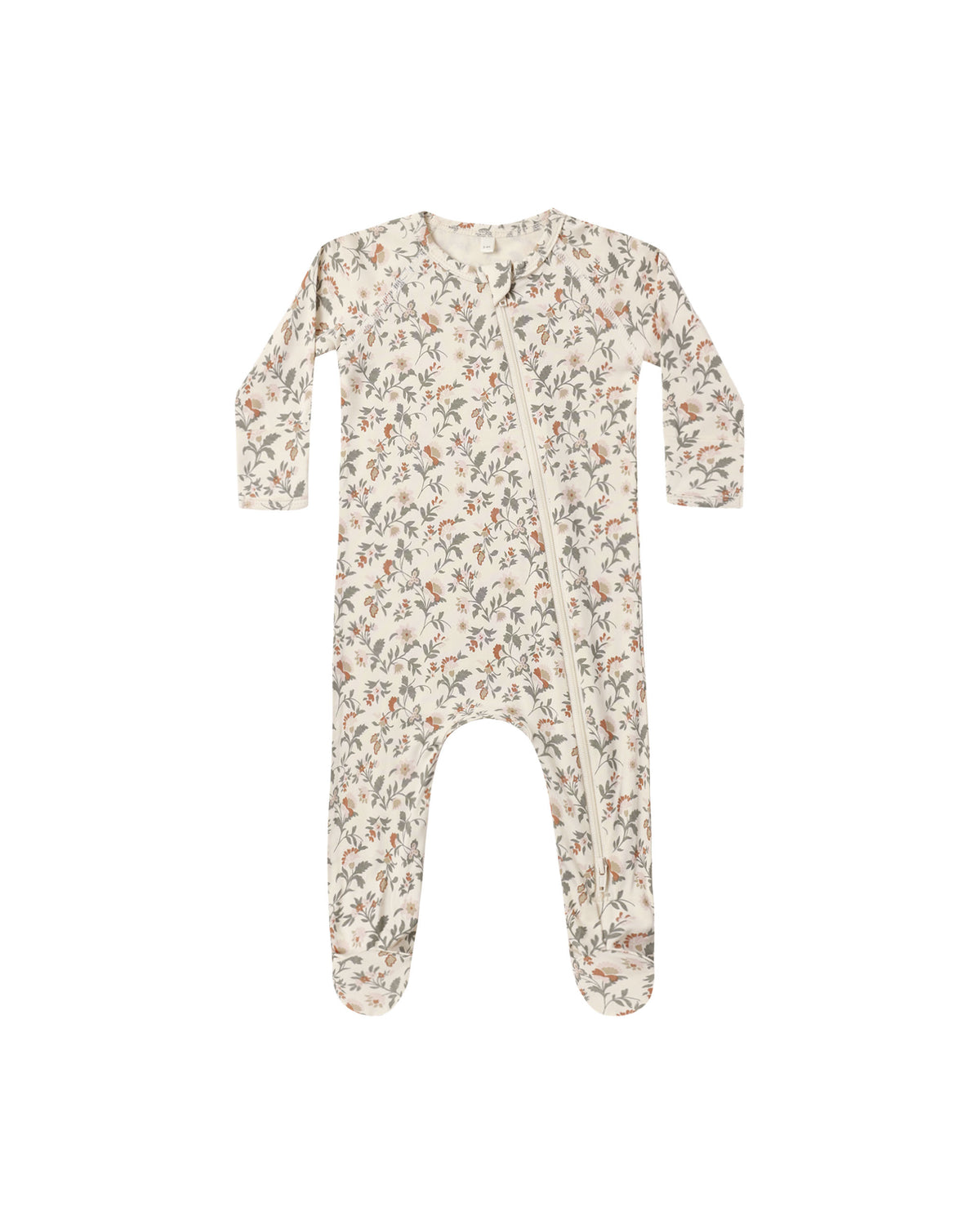 Quincy Mae Bamboo Zip Footie - Holiday Floral