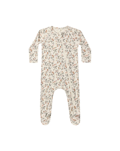 Quincy Mae Bamboo Zip Footie - Holiday Floral