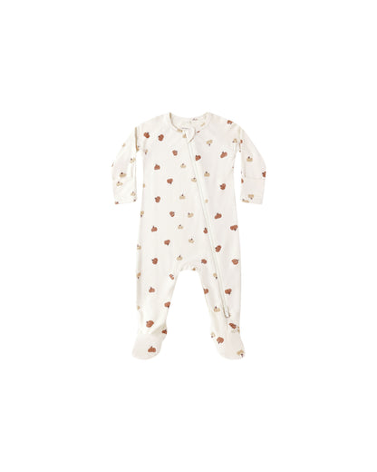 Quincy Mae Bamboo Zip Footie - Pumpkins