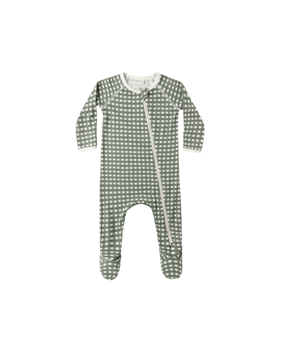 Quincy Mae Bamboo Zip Footie - Forest Check