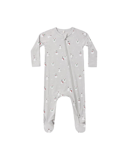 Quincy Mae Bamboo Zip Footie - Snowman