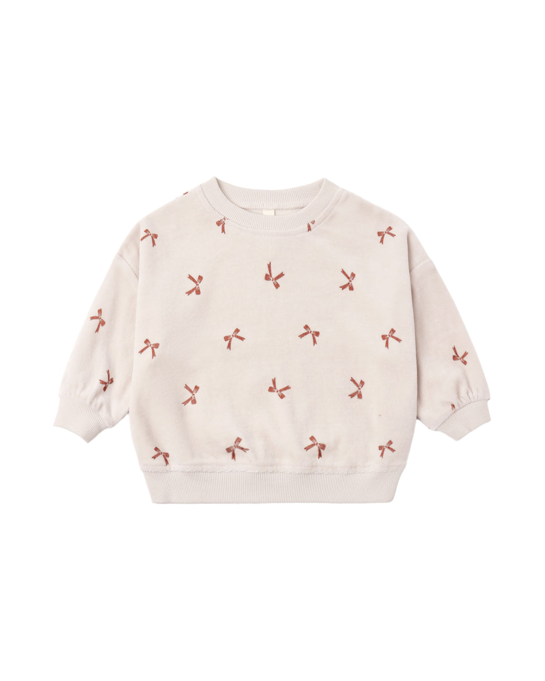 Quincy Mae Velour Relaxed Sweatshirt - Red Bows