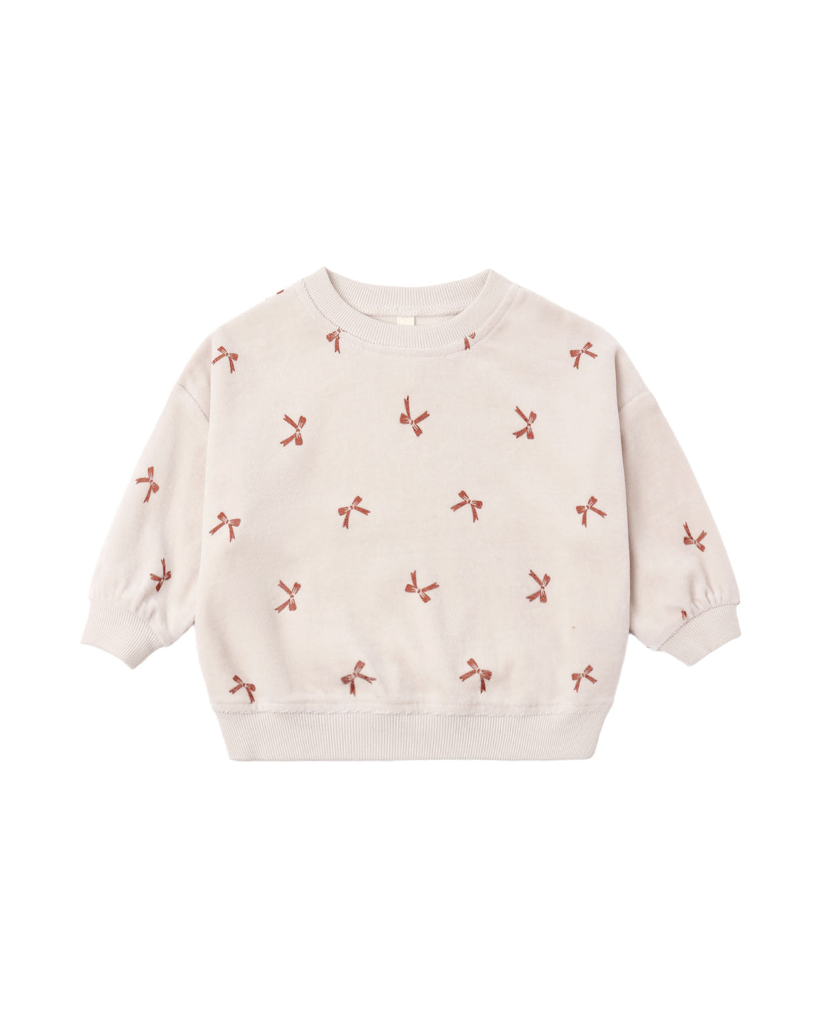 Quincy Mae Velour Relaxed Sweatshirt - Red Bows