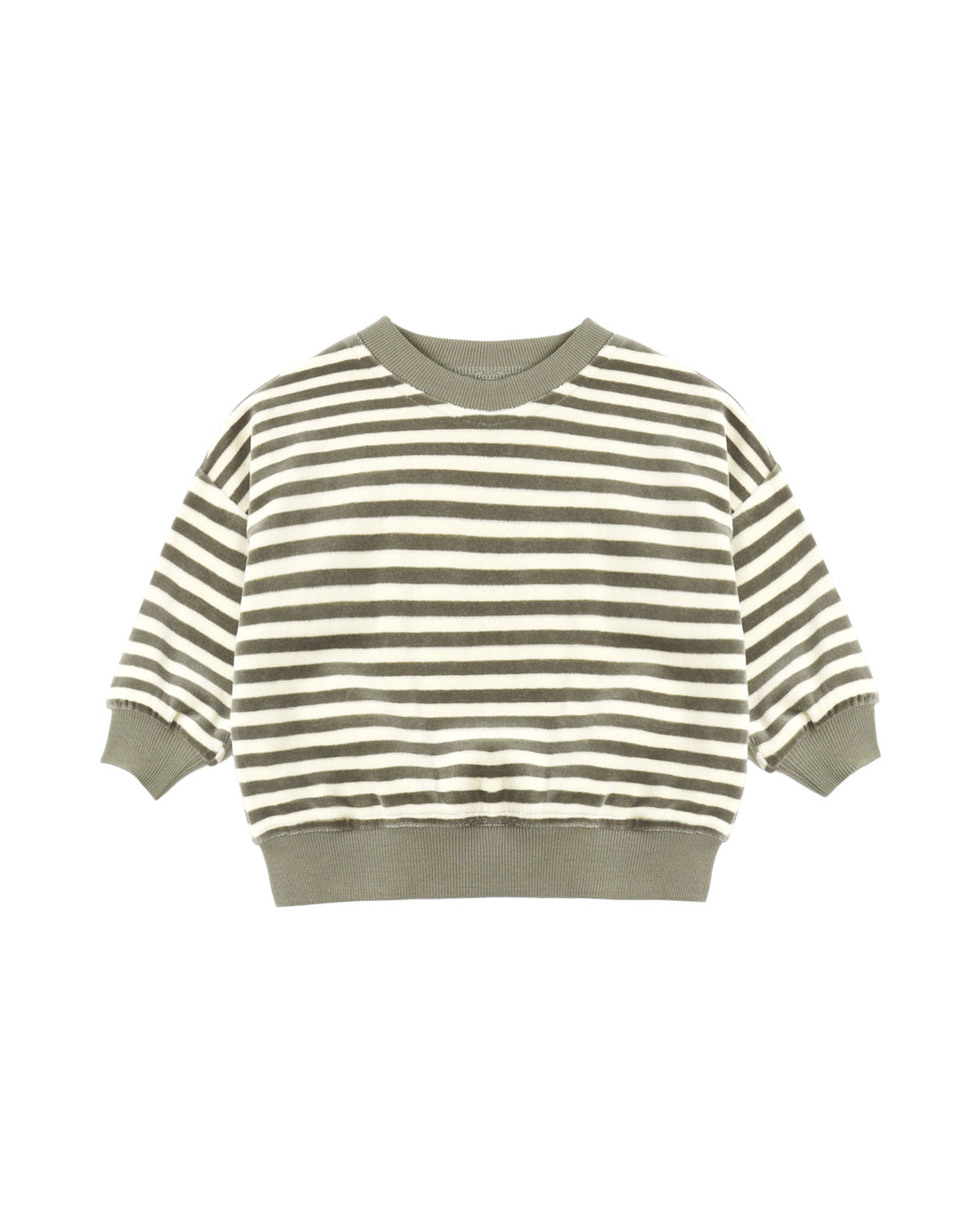 Quincy Mae Velour Relaxed Sweatshirt - Spruce Stripe