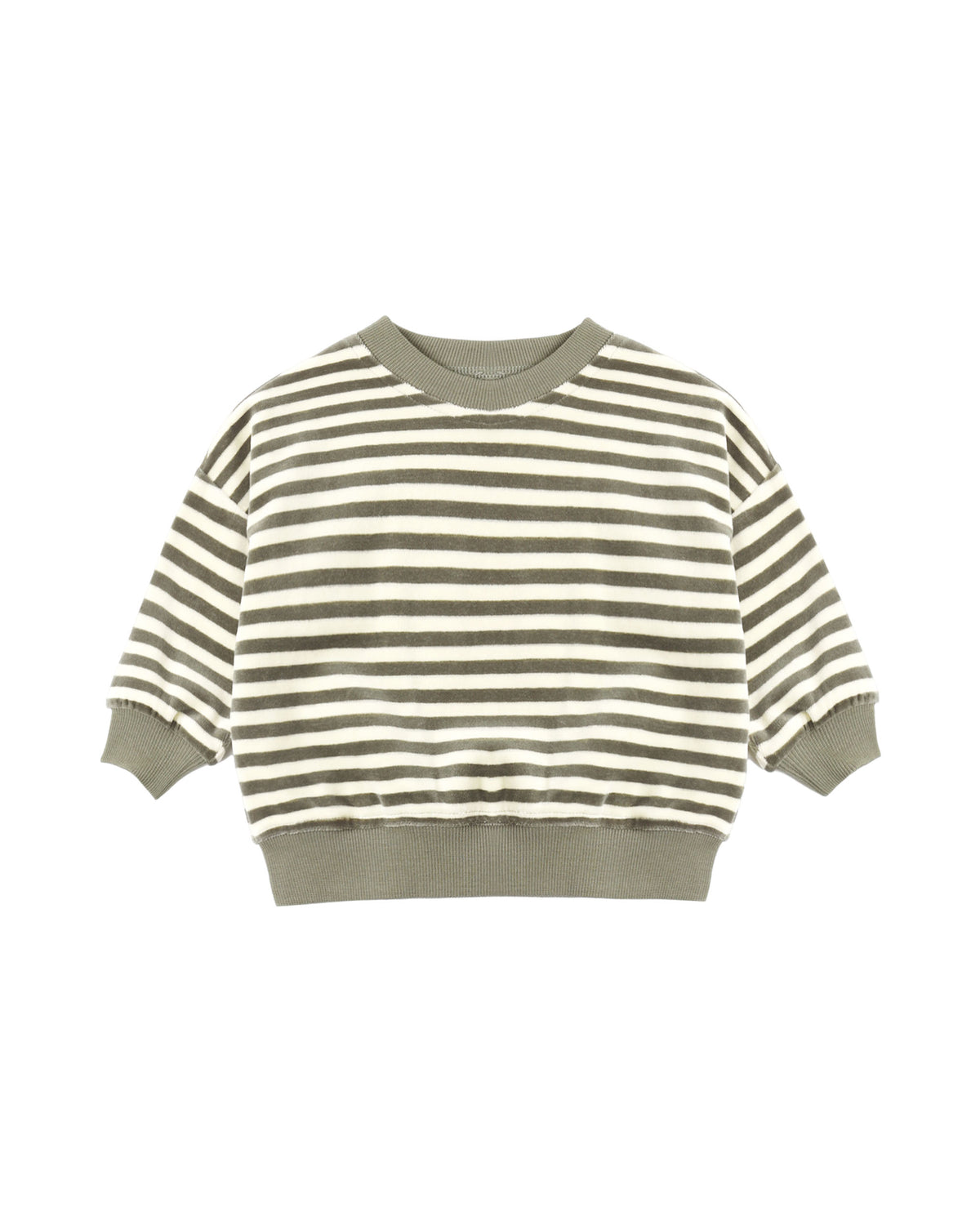 Quincy Mae Velour Relaxed Sweatshirt - Spruce Stripe