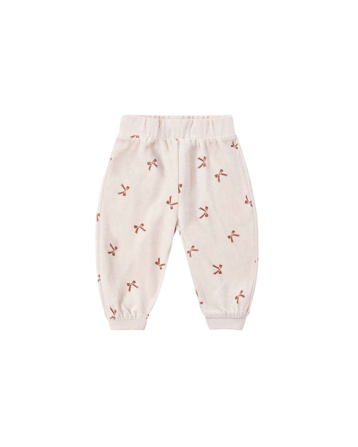 Quincy Mae Velour Relaxed Sweatpant - Red Bows