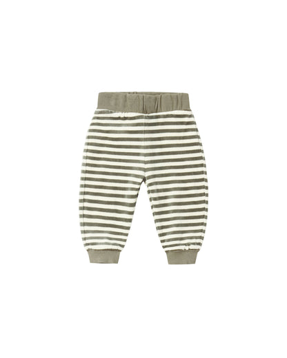 Quincy Mae Velour Relaxed Sweatpant - Spruce Stripe