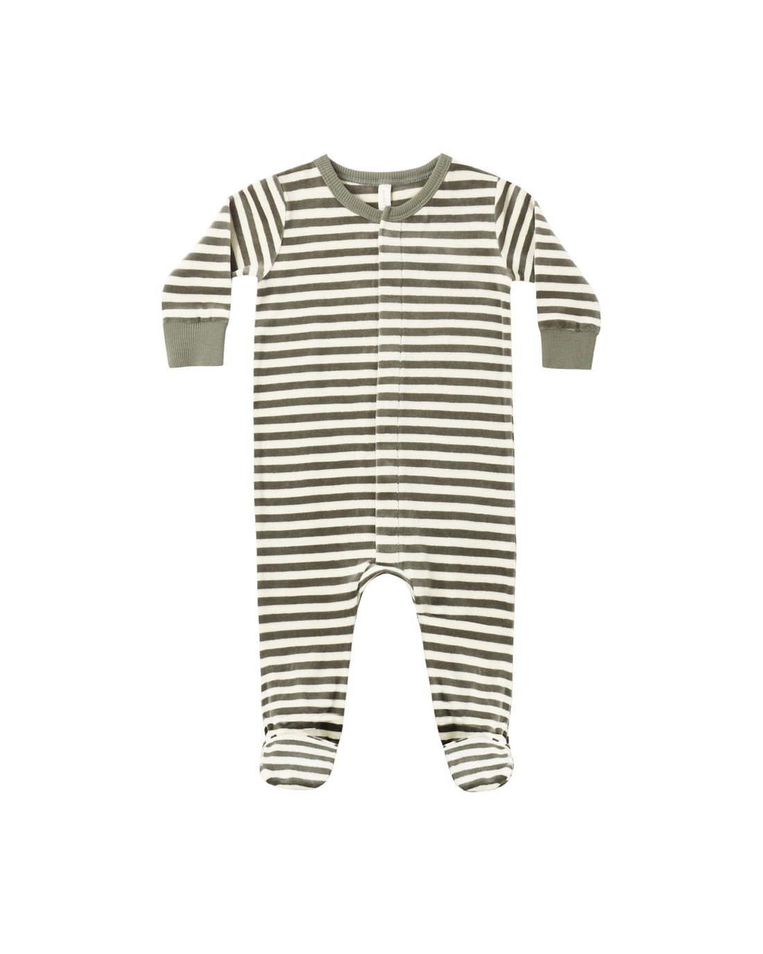 Quincy Mae Hidden Snap Footie - Spruce Stripe