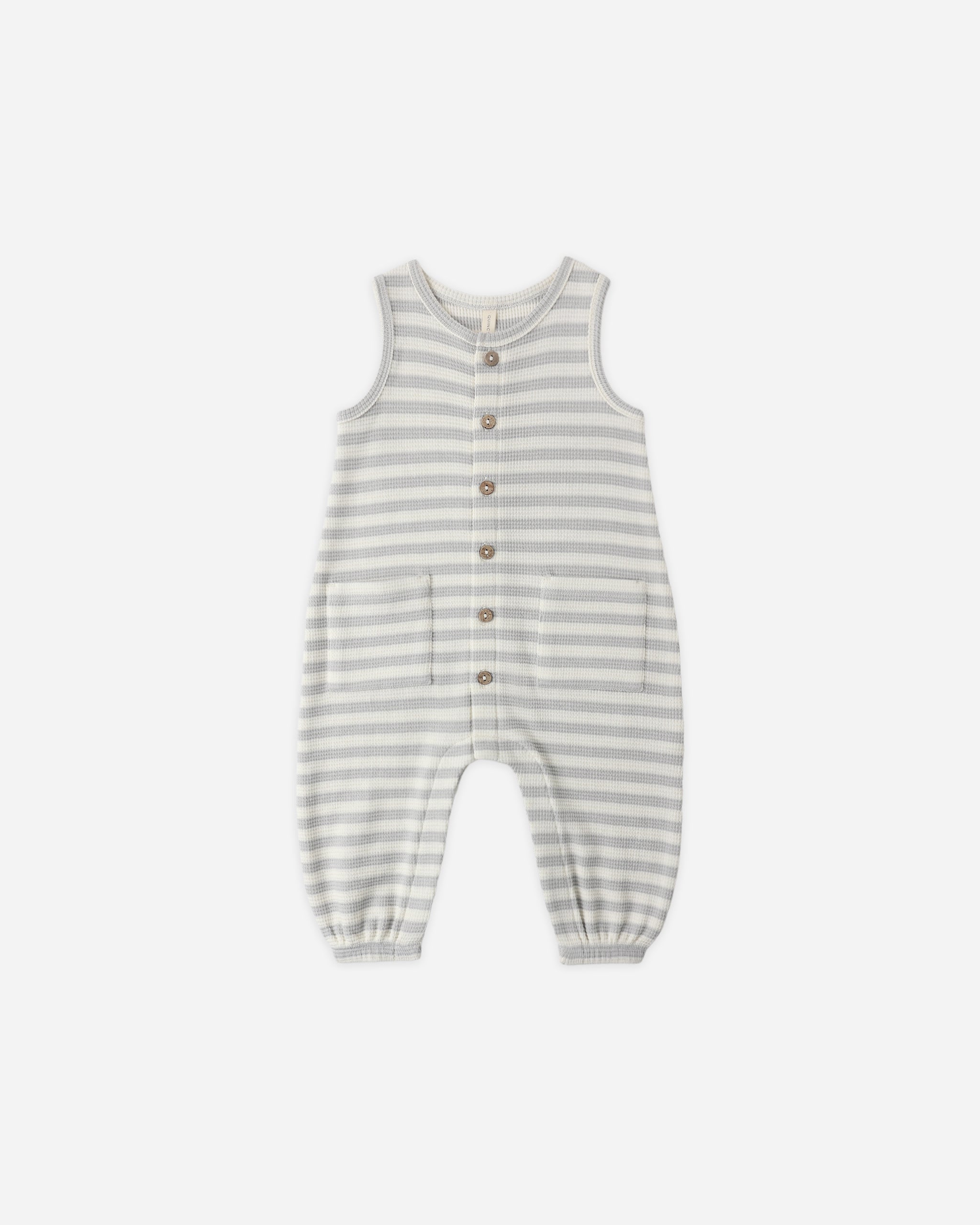 Quincy Mae Waffle Jumpsuit - Sky Stripe
