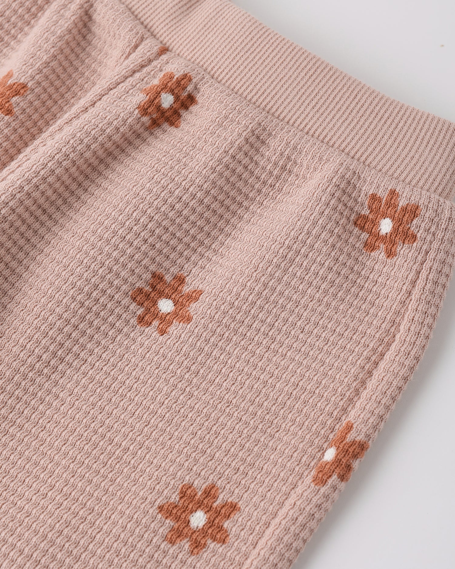 Quincy Mae Waffle Sweater Set - Pink Daisy