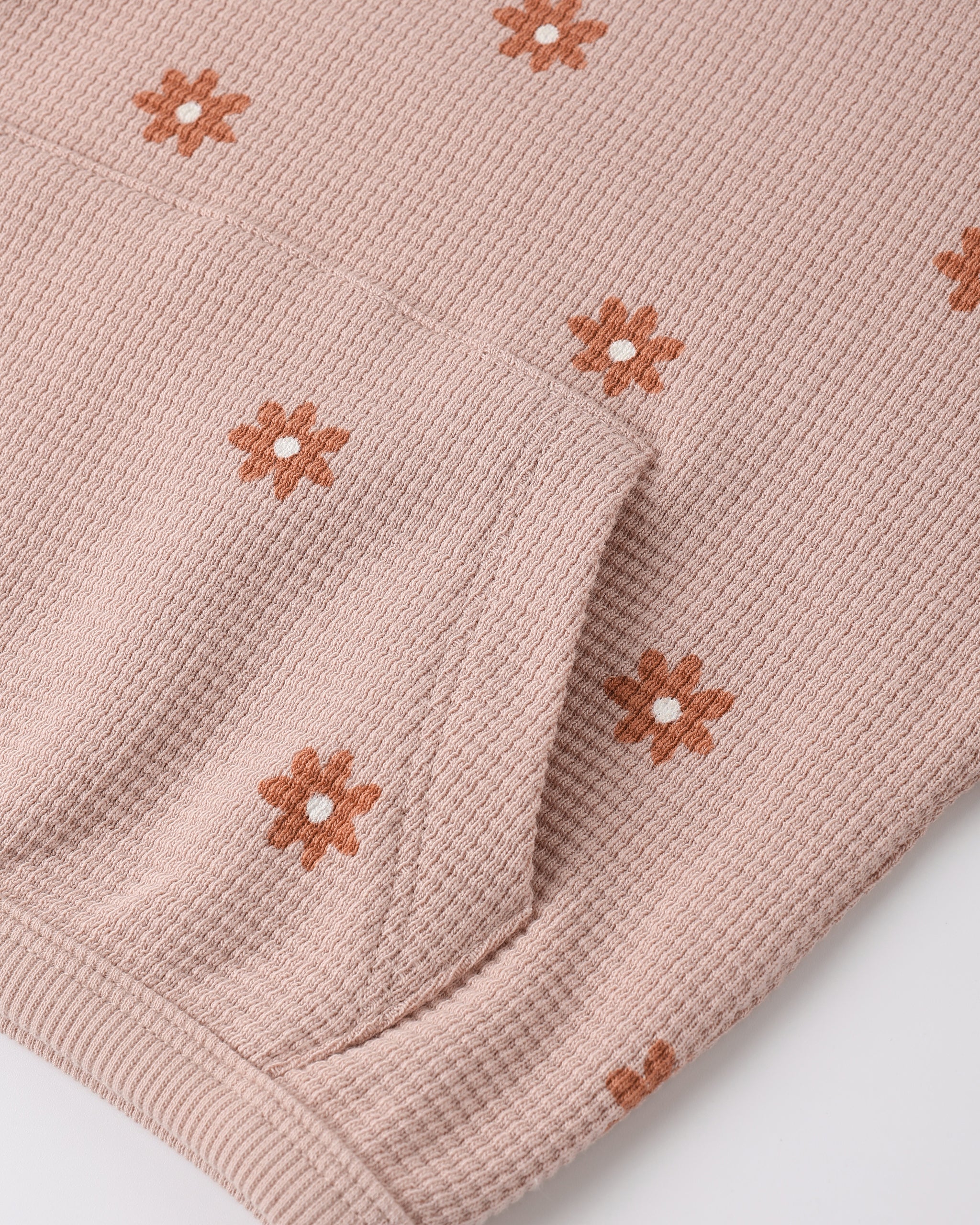 Quincy Mae Waffle Sweater Set - Pink Daisy
