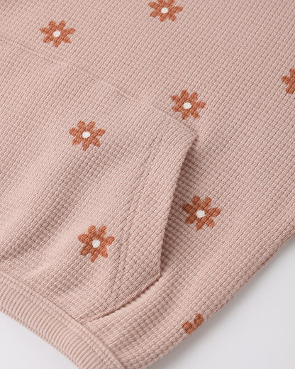 Quincy Mae Waffle Sweater Set - Pink Daisy