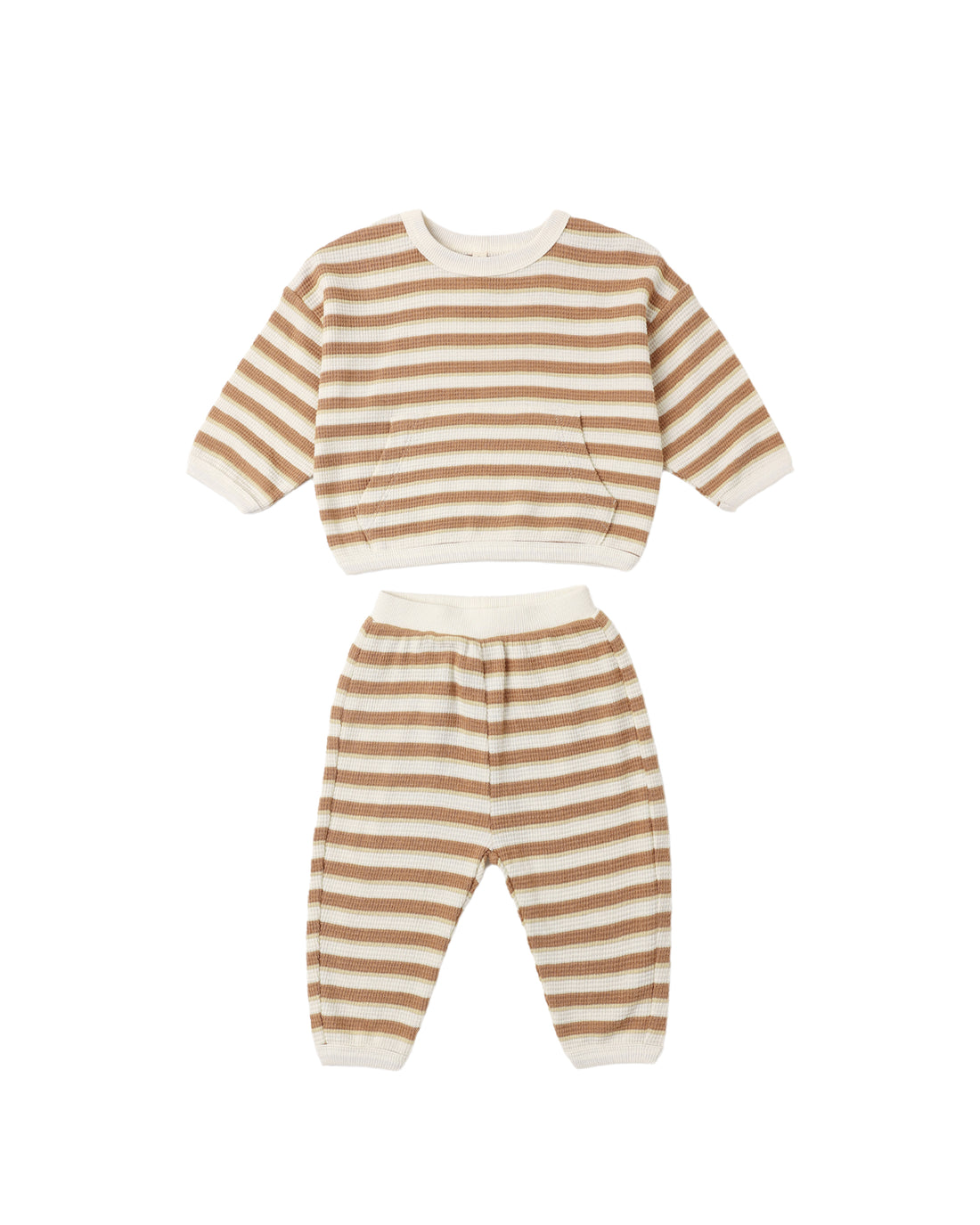 Quincy Mae Waffle Slouch Set - Spice Stripe
