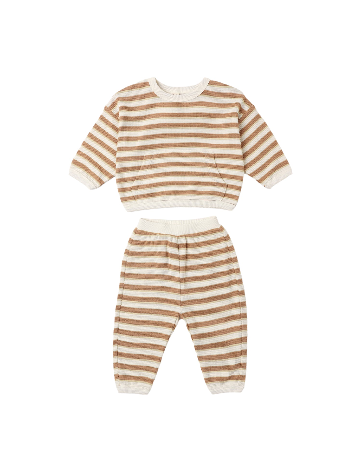 Quincy Mae Waffle Slouch Set - Spice Stripe