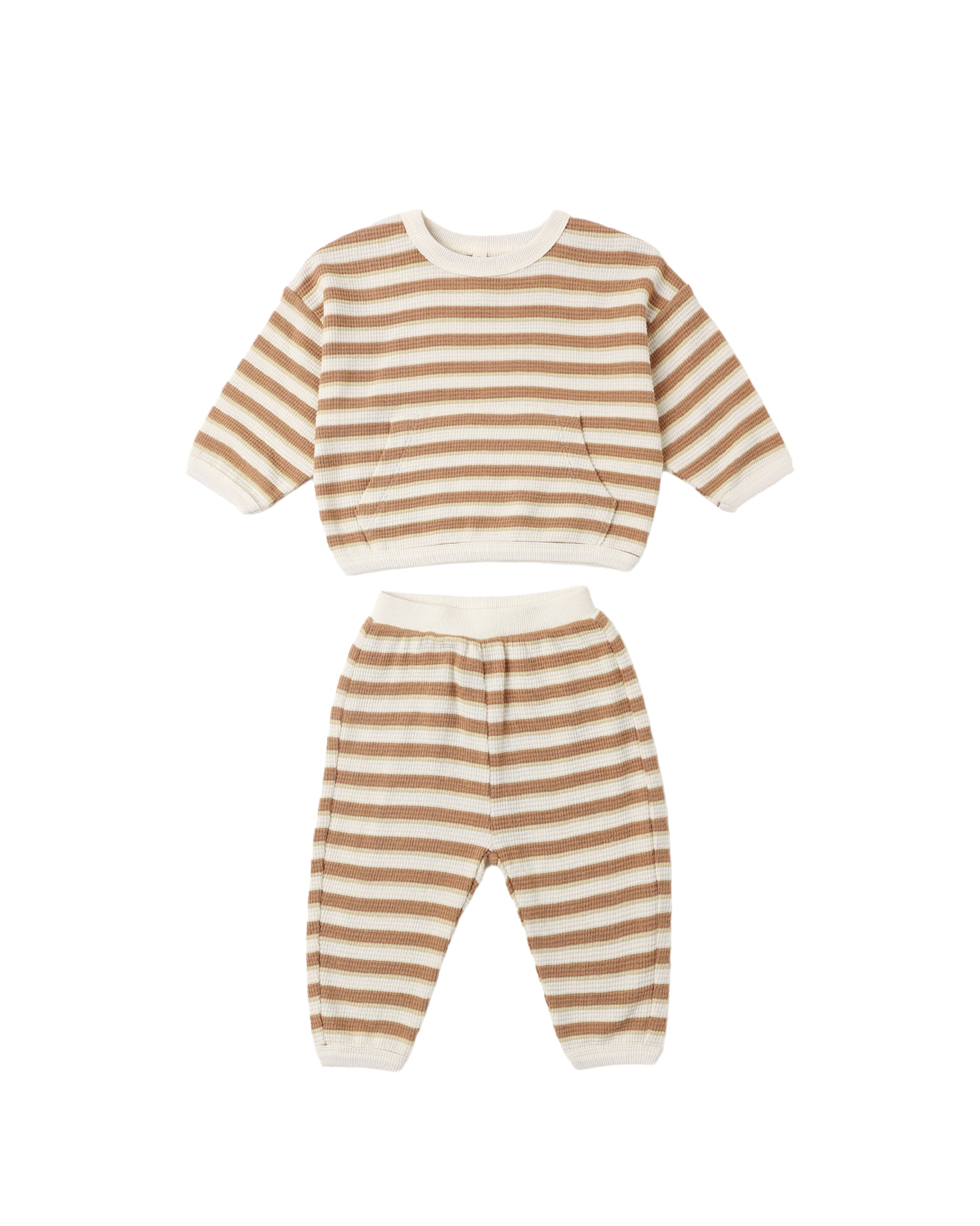 Quincy Mae Waffle Slouch Set - Spice Stripe