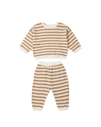 Quincy Mae Waffle Slouch Set - Spice Stripe