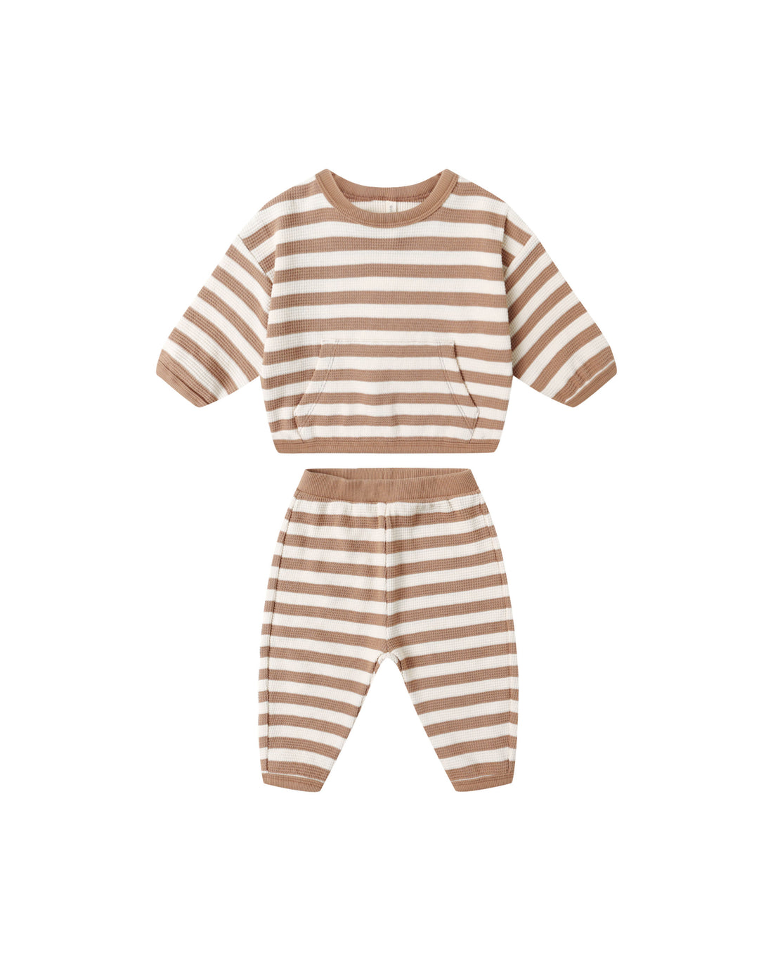 Quincy Mae Waffle Slouch Set - Harvest Stripe