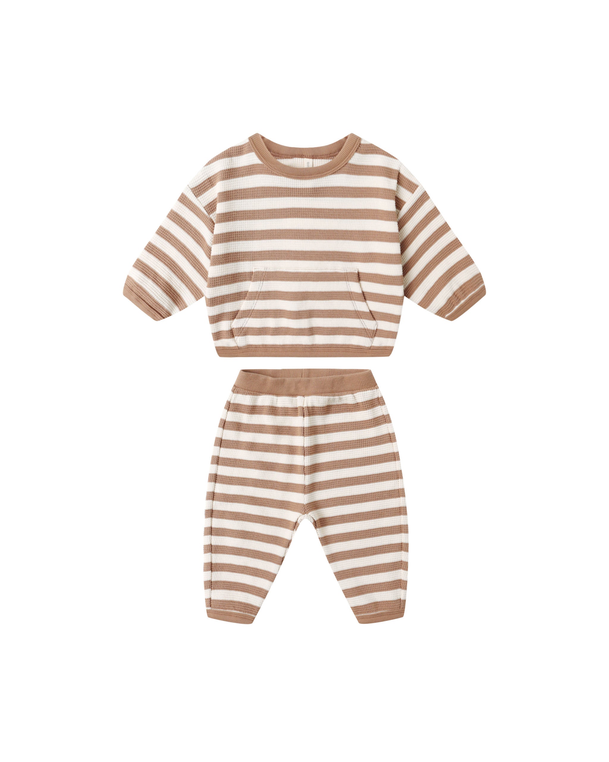 Quincy Mae Waffle Slouch Set - Harvest Stripe