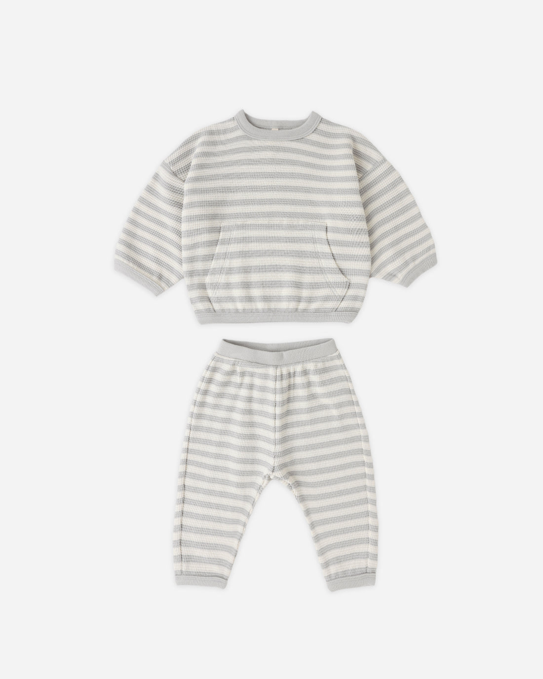 Quincy Mae Waffle Sweater Set - Sky Stripe