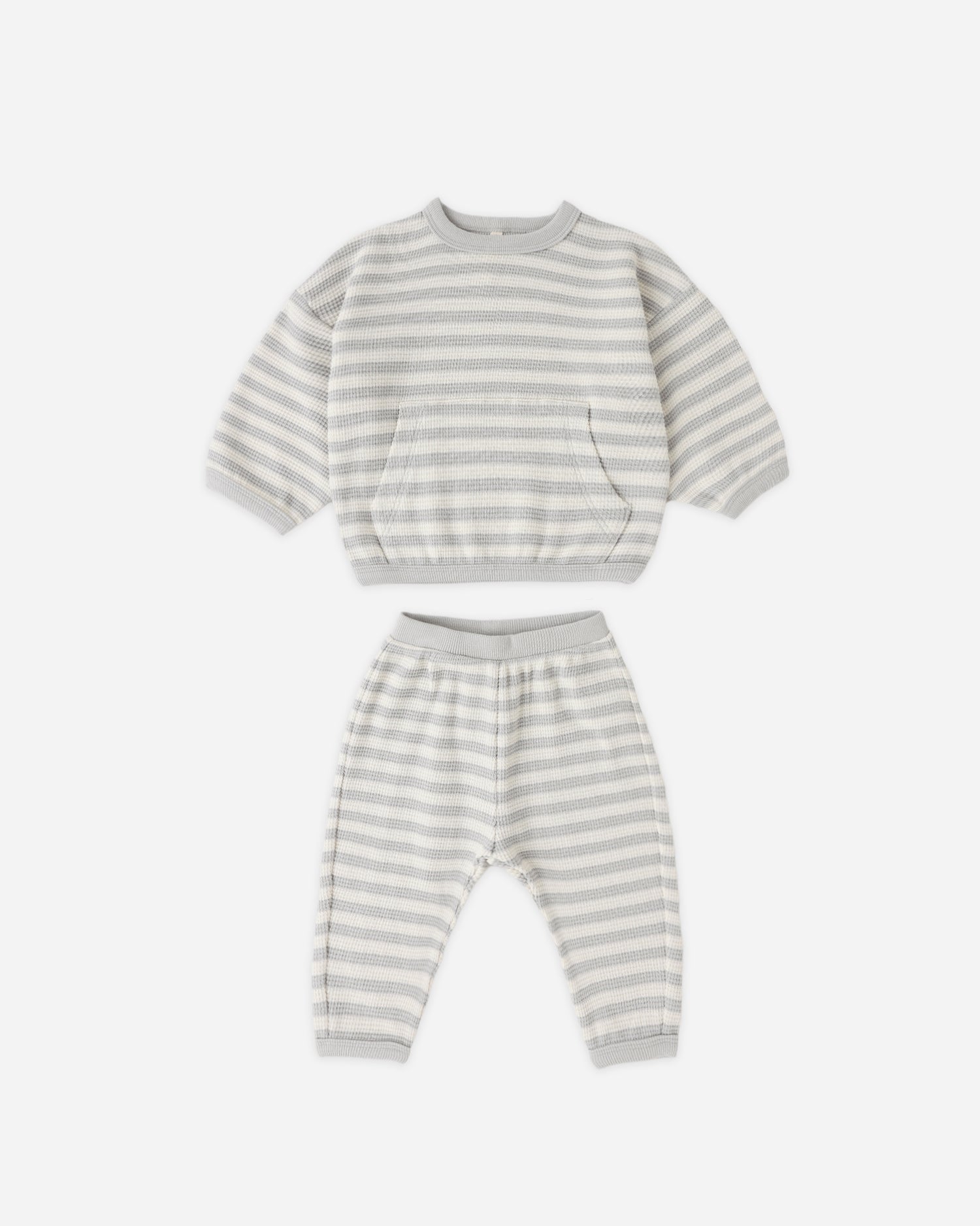 Quincy Mae Waffle Sweater Set - Sky Stripe