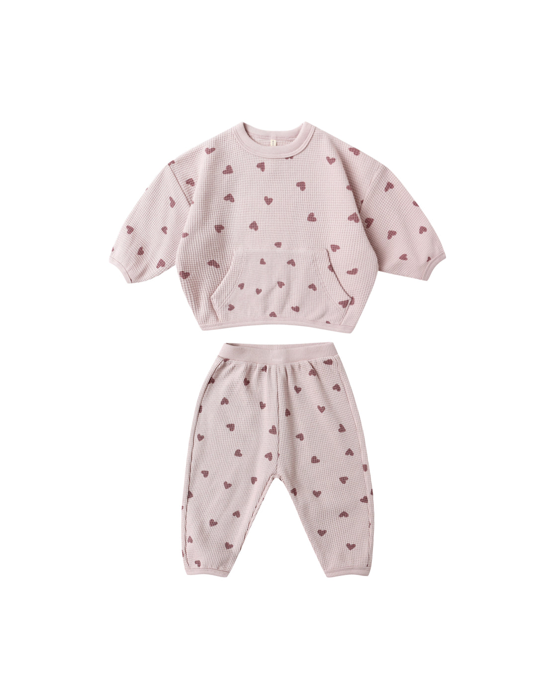 Quincy Mae Waffle Slouch Set - Hearts