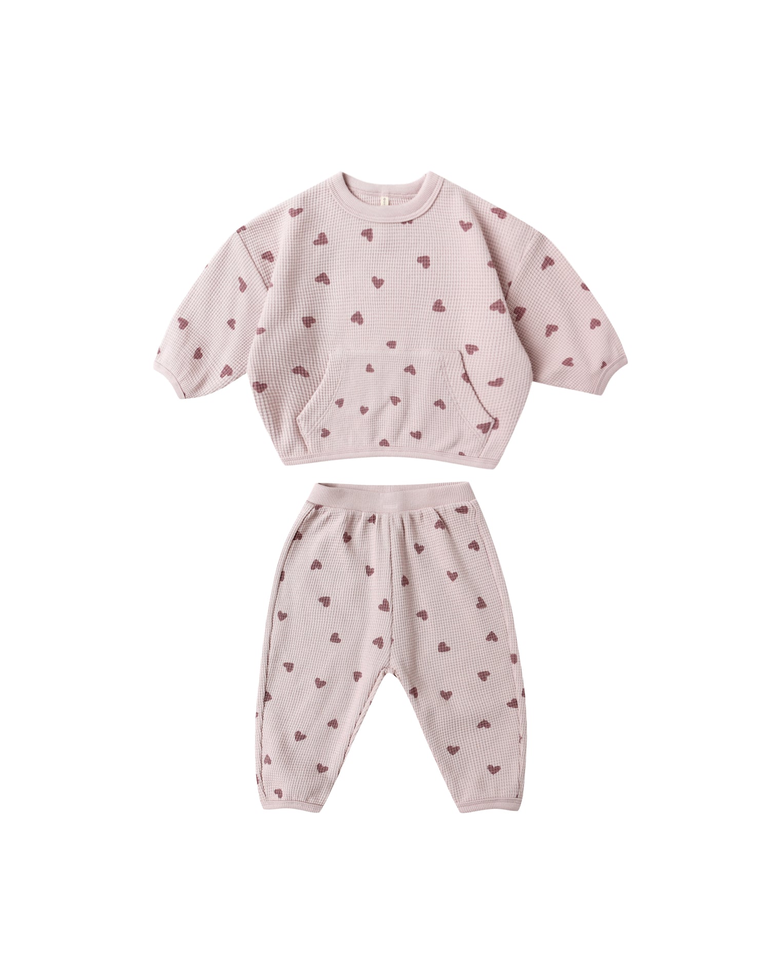 Quincy Mae Waffle Slouch Set - Hearts