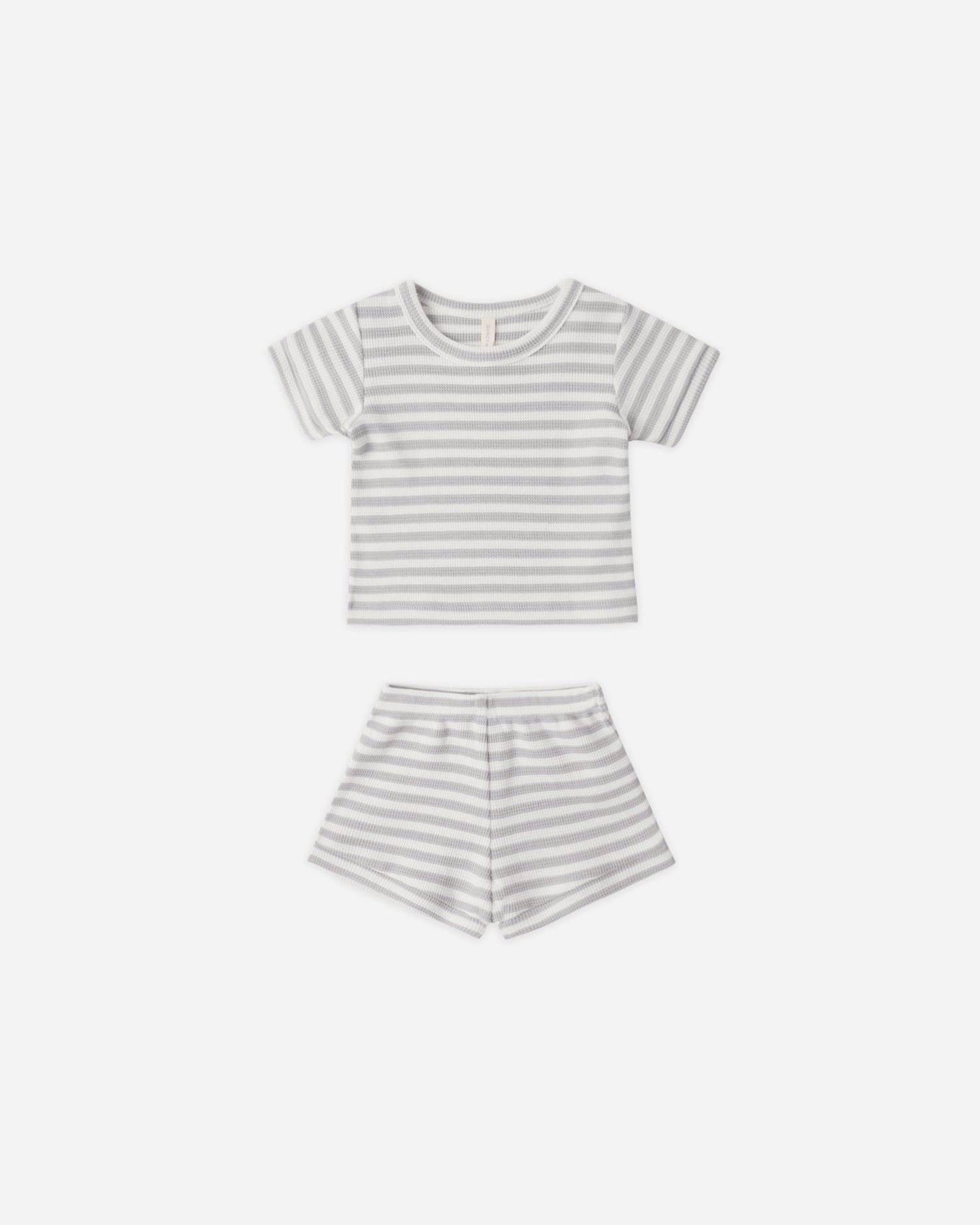 Quincy Mae Waffle Shortie Set - Sage Stripe