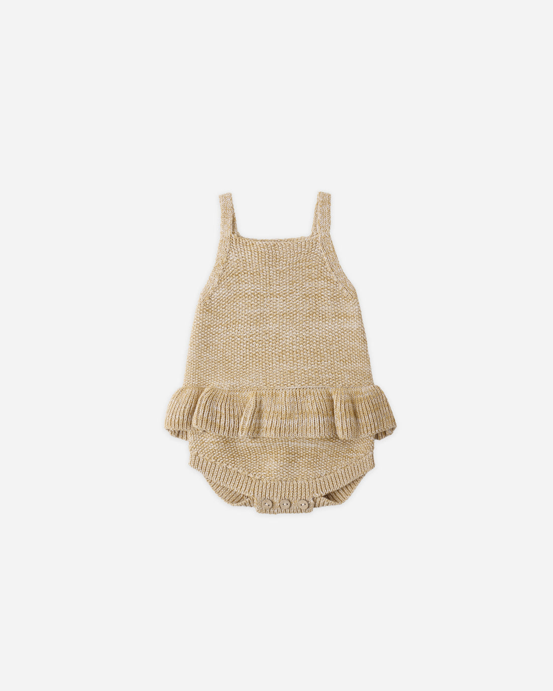 Quincy Mae Knit Ruffle Romper - Heathered Honey