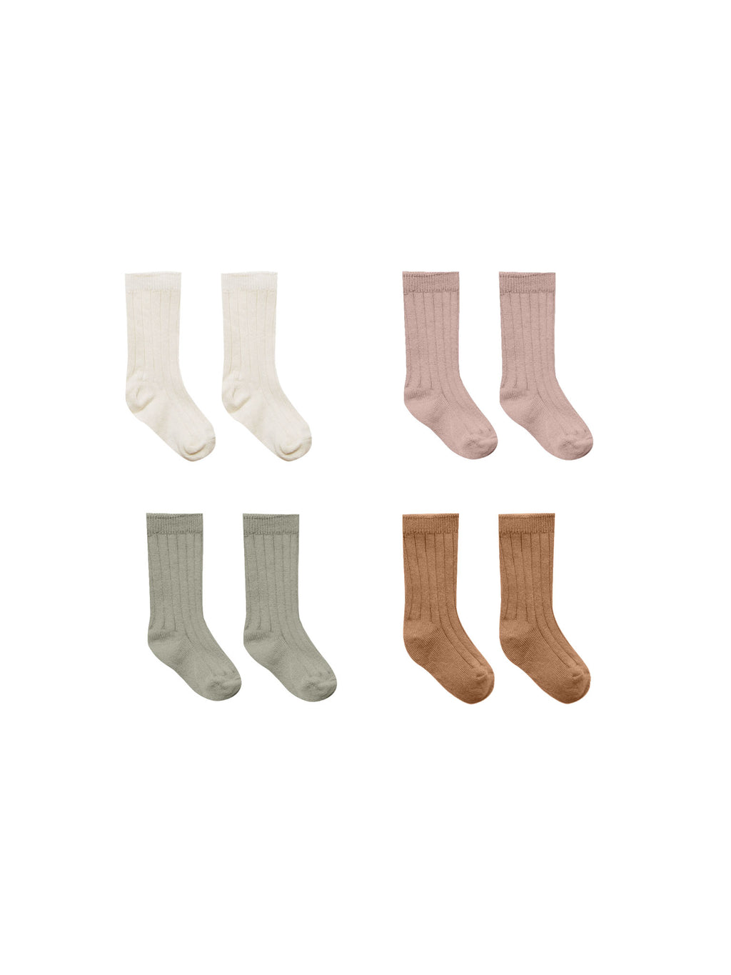 Quincy Mae Socks, Set Of 4 - Natural, Mauve, Basil, Cinnamon