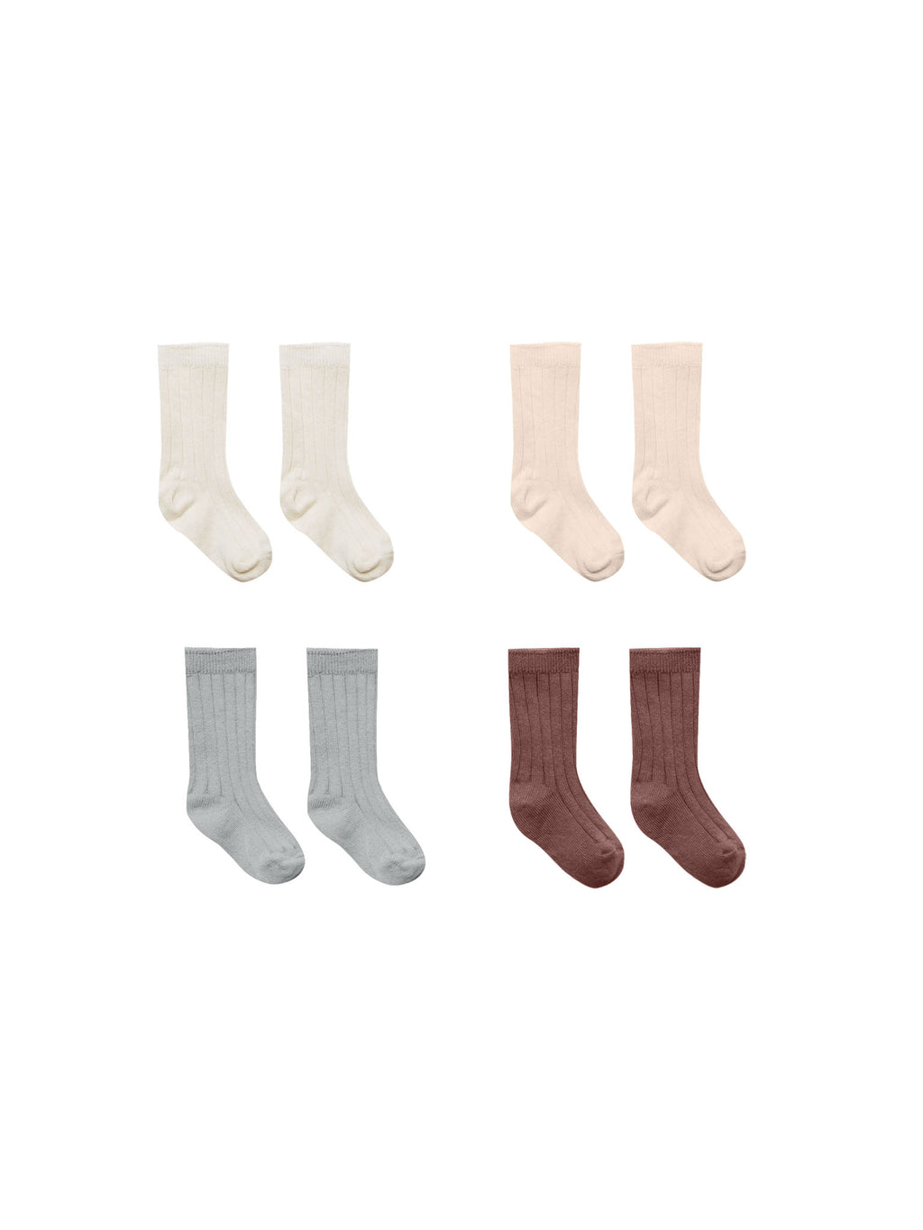 Quincy Mae Socks, Set Of 4 - Ivory, Shell, Dusty Blue,Plum